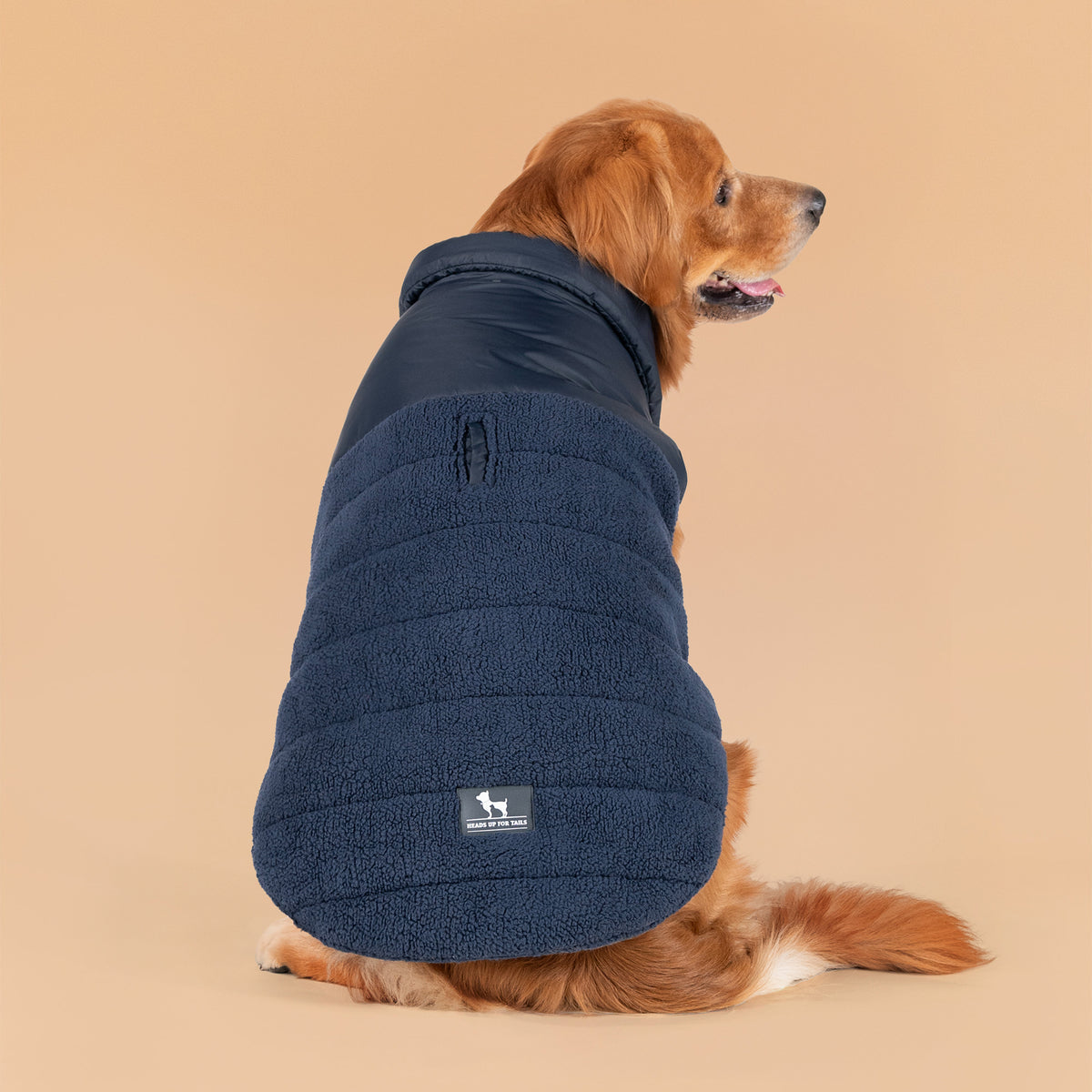HUFT Cozy Snuggles Puffer Fur Dog Jacket - Navy Blue - Heads Up For Tails