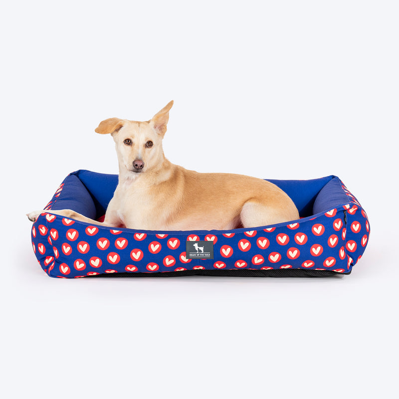HUFT Cuddle Love Lounger Dog Bed - Red & Navy_02