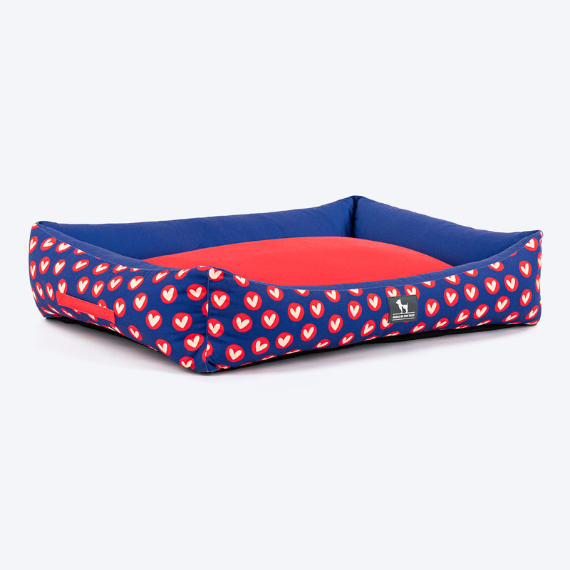HUFT Cuddle Love Lounger Dog Bed - Red & Navy_03