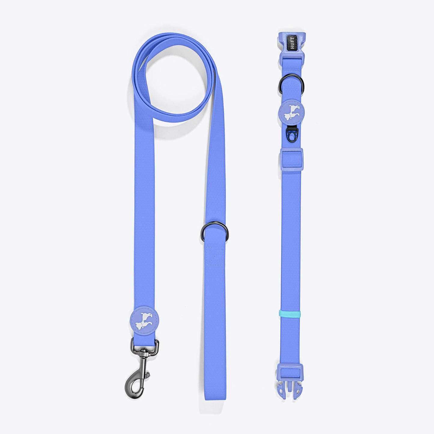 HUFT Hive Harmony Waterproof Collar and Leash Set For Dog - Blue - Heads Up For Tails