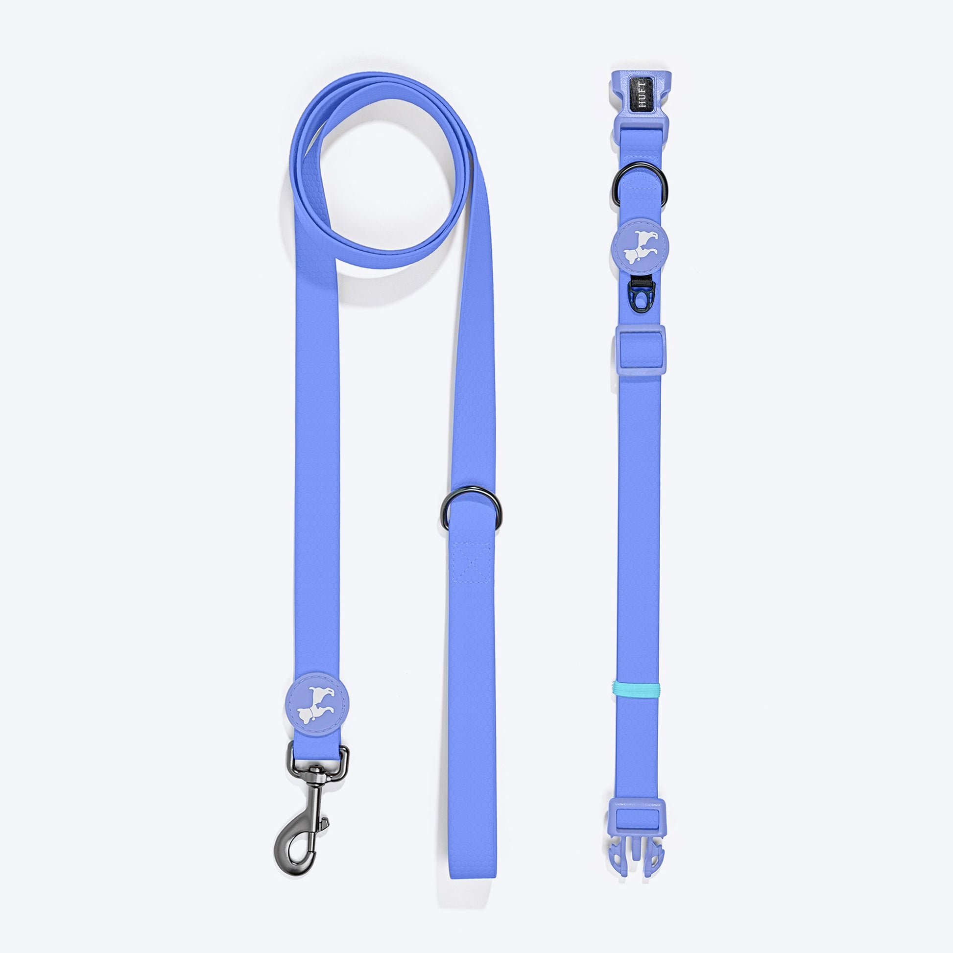 HUFT Hive Harmony Waterproof Collar and Leash Set For Dog - Blue - Heads Up For Tails