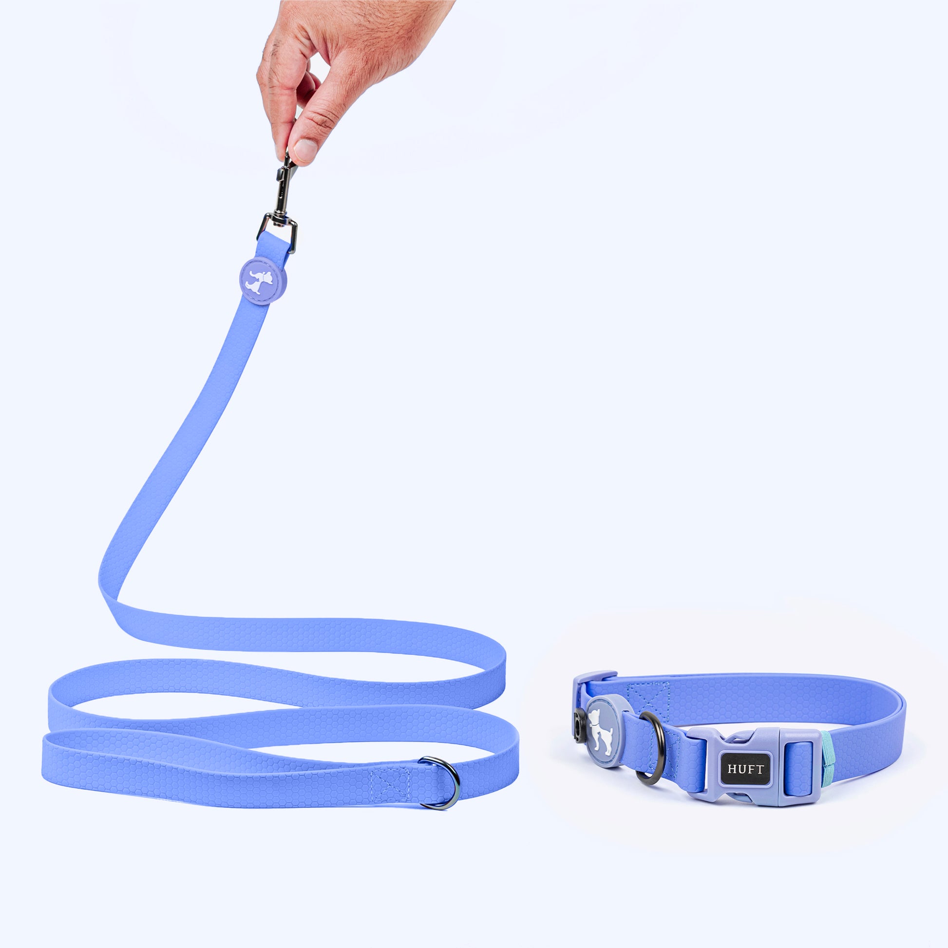 HUFT Hive Harmony Waterproof Collar and Leash Set For Dog - Blue - Heads Up For Tails