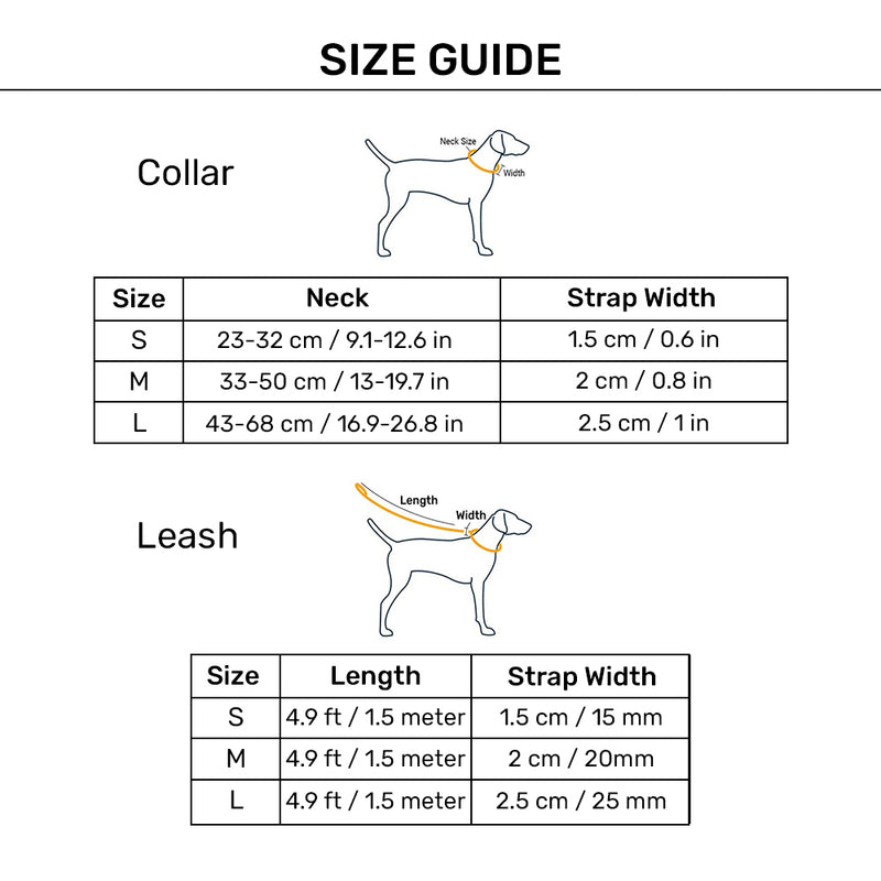 HUFT Hive Harmony Waterproof Collar and Leash Set For Dog - Orange - Heads Up For Tails