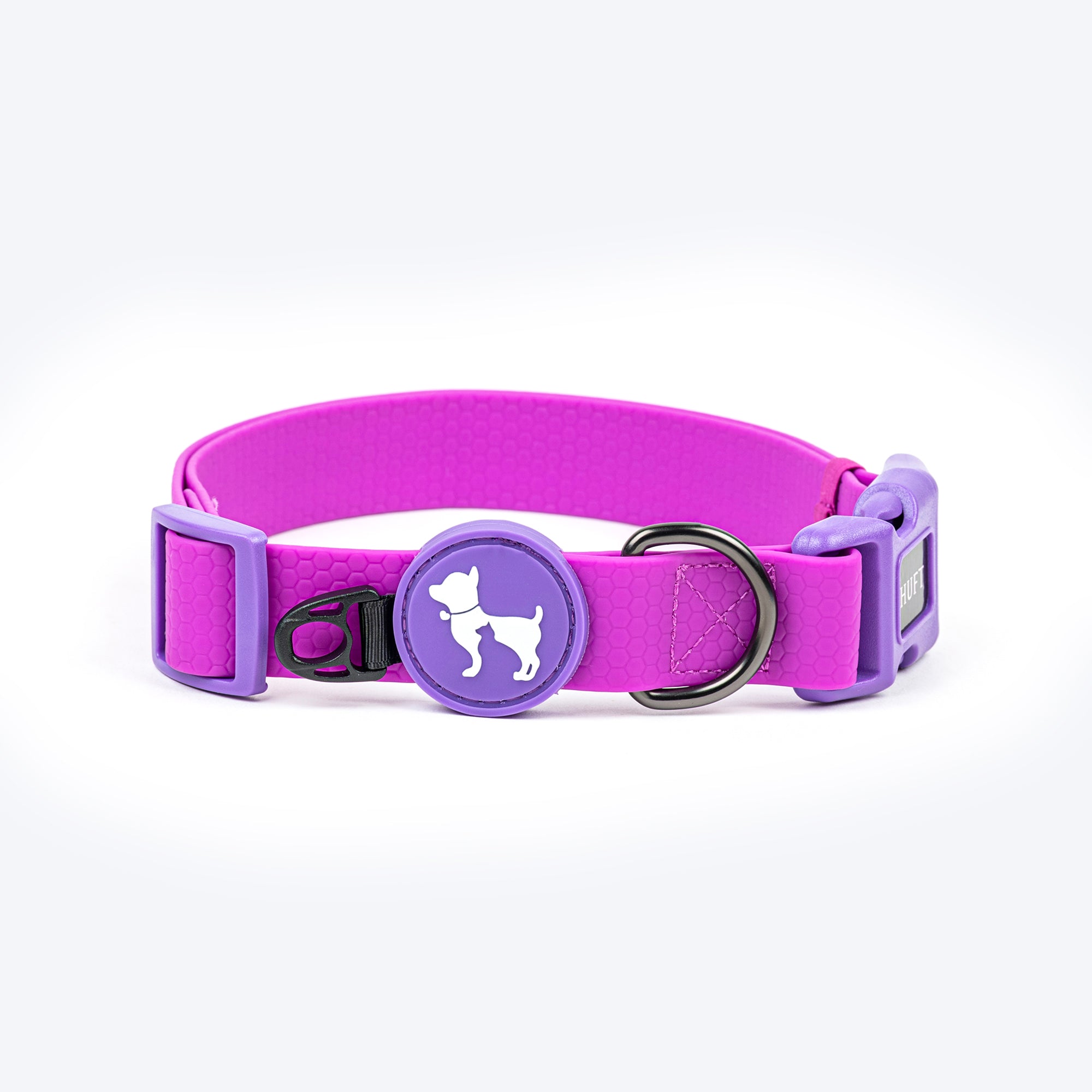 HUFT Hive Harmony Waterproof Dog Collar Leash Set Purple Heads Up For Tails
