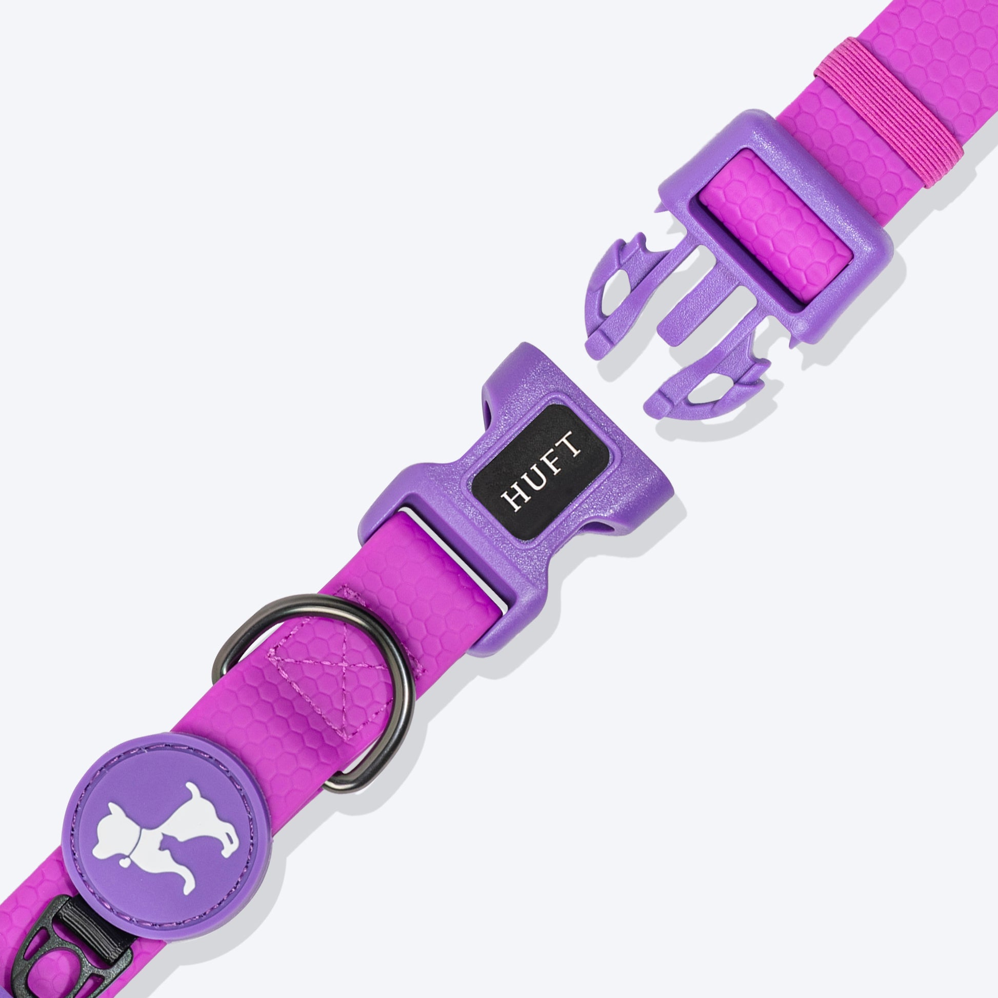 HUFT Hive Harmony Waterproof Collar and Leash Set For Dog - Purple - Heads Up For Tails