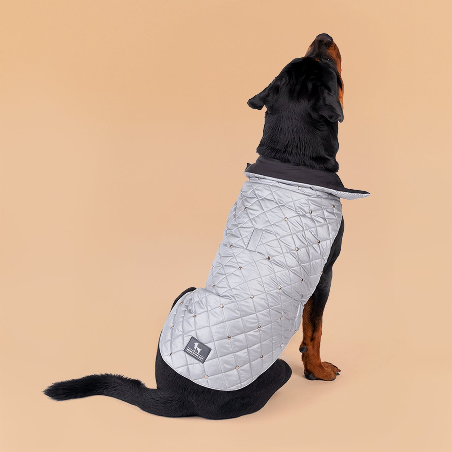 HUFT Luxe Stud Quilted Jacket For Dogs - Silver - Heads Up For Tails