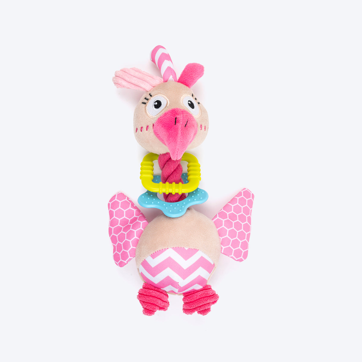 HUFT Mister Birdy Squeaky Plush Puppy Toy - Beige & Pink_01