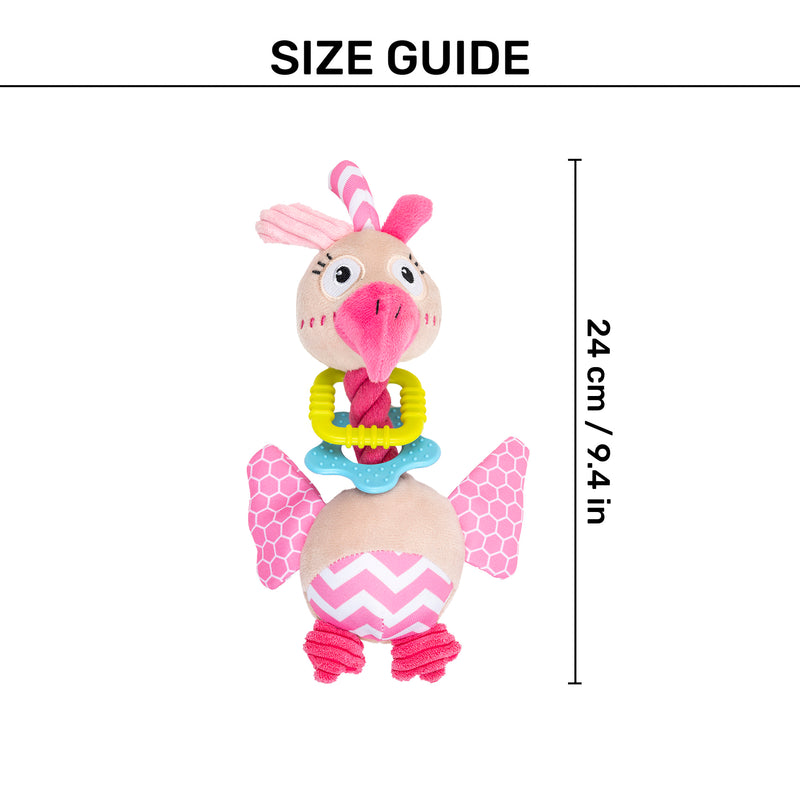 HUFT Mister Birdy Squeaky Plush Puppy Toy - Beige & Pink_04