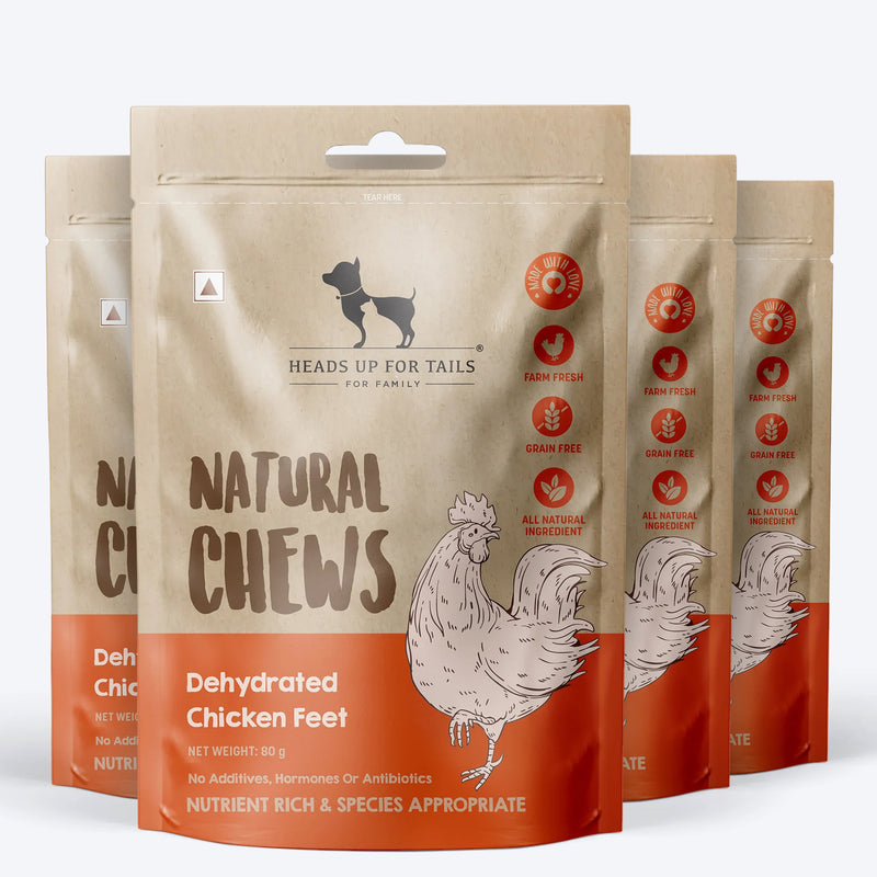 HUFT Natural Chews - Dehydrated Chicken Feet - 80 g - 8 Pcs - Heads Up For Tails