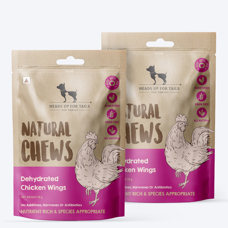 HUFT Natural Chews - Dehydrated Chicken Wings For Dog - 70g - Heads Up For Tails