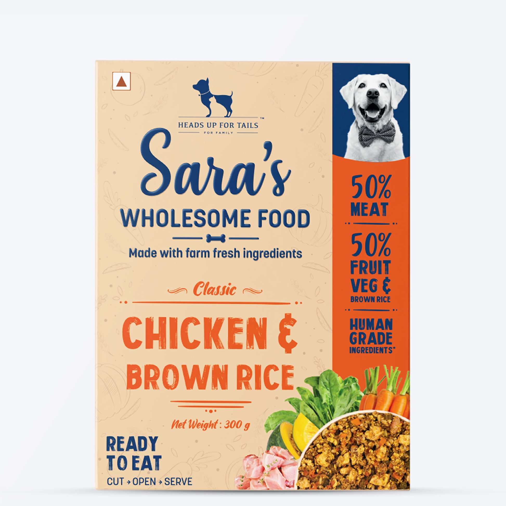 HUFT Sara's Wholesome Food - Classic Chicken And Brown Rice Dog Wet Food (300gm Packs) - Heads Up For Tails