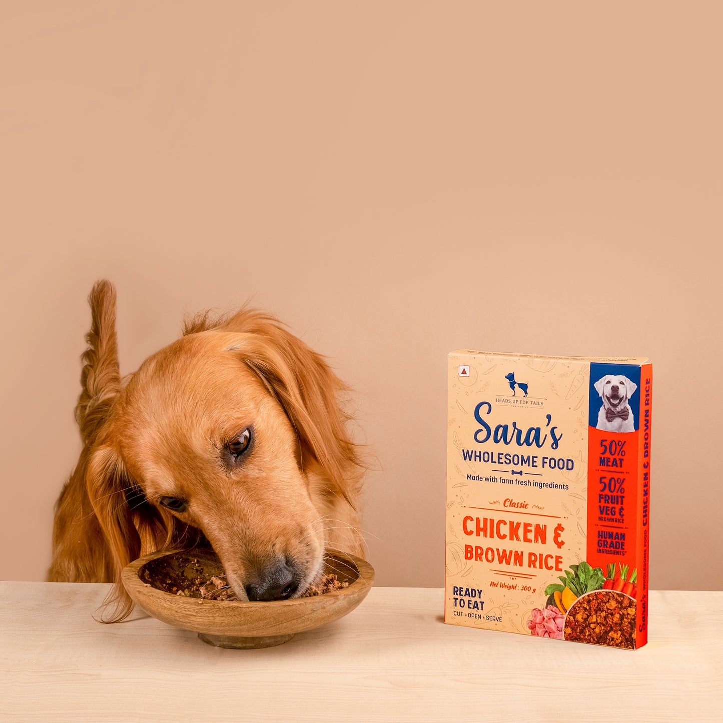 HUFT Sara's Wholesome Food - Classic Chicken And Brown Rice Dog Wet Food (300gm Packs) - Heads Up For Tails