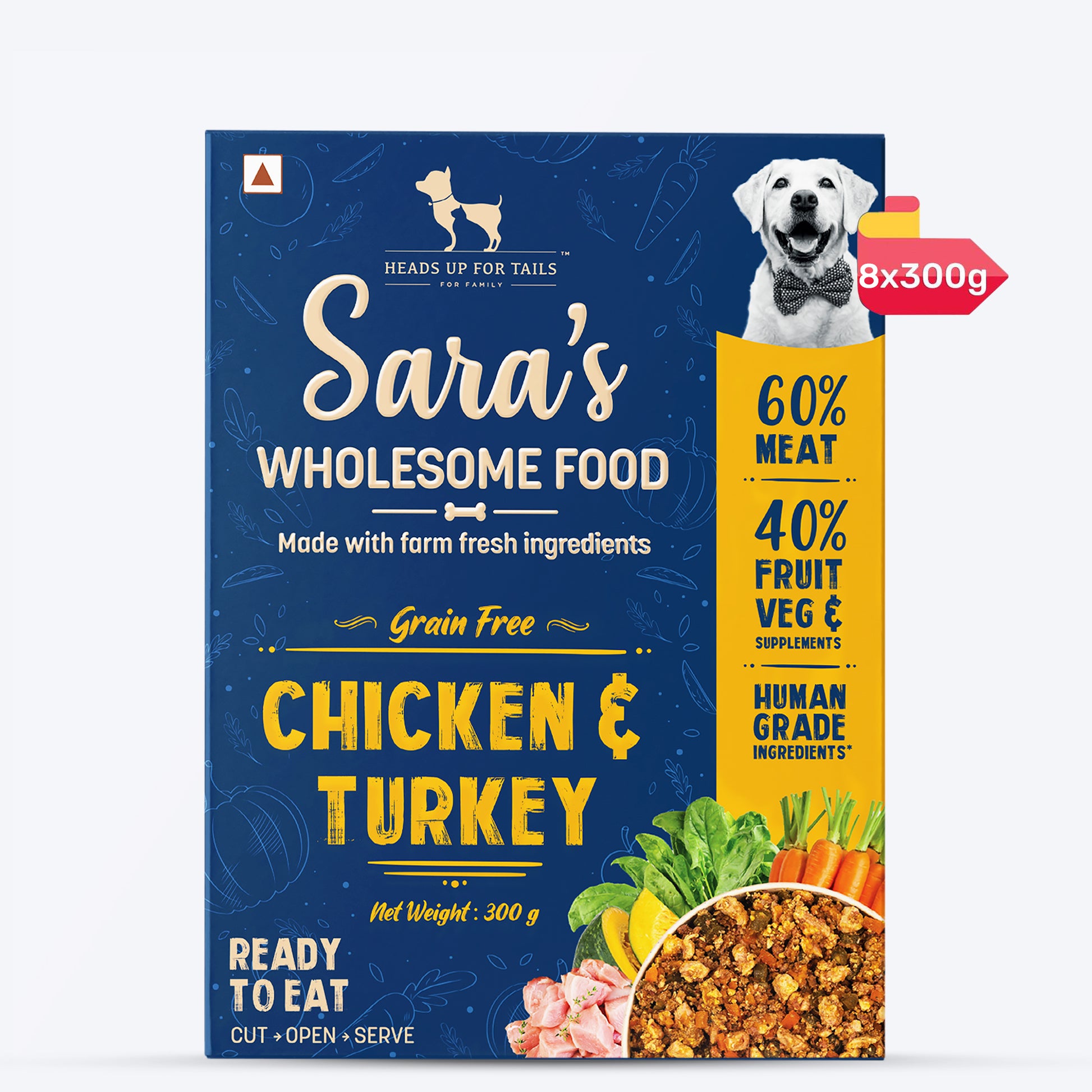 HUFT Sara's Wholesome Food - Grain-Free Chicken And Turkey Dog Food - Heads Up For Tails