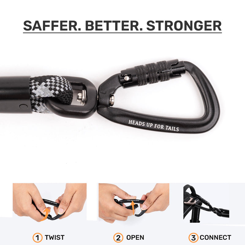 HUFT Xplorers Rope Leash With Carabiner For Dog - Black - 5 ft_06