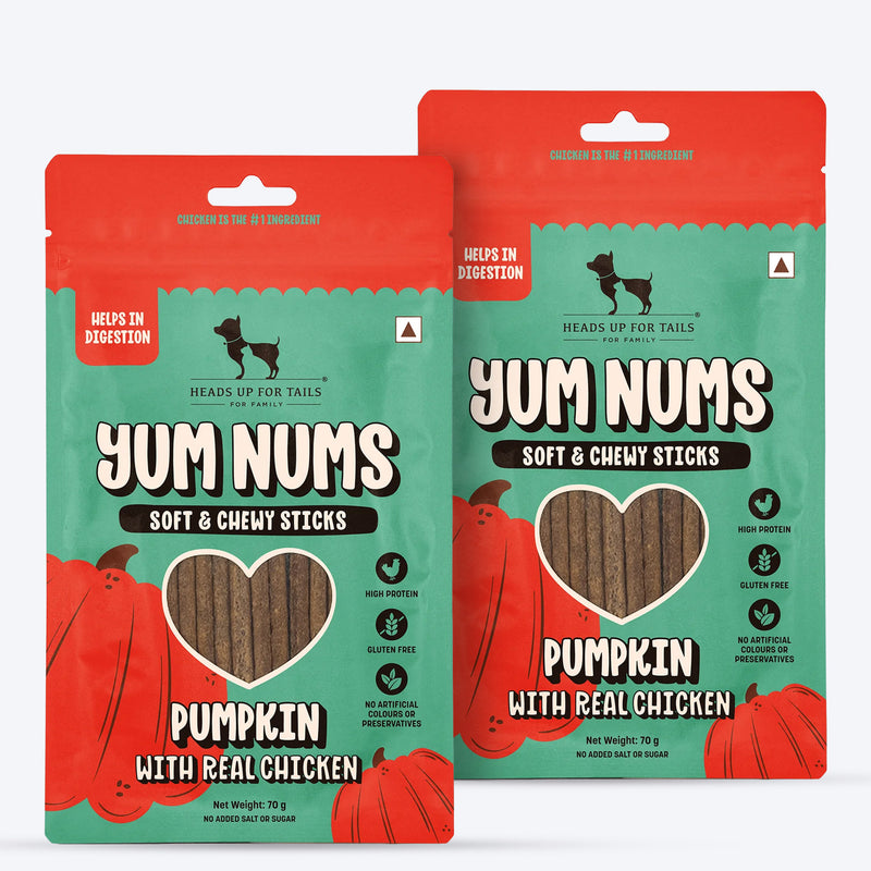 HUFT Yum Nums Soft & Chewy Sticks Pumpkin with Real Chicken Treat For Dogs - 70 g - Heads Up For Tails