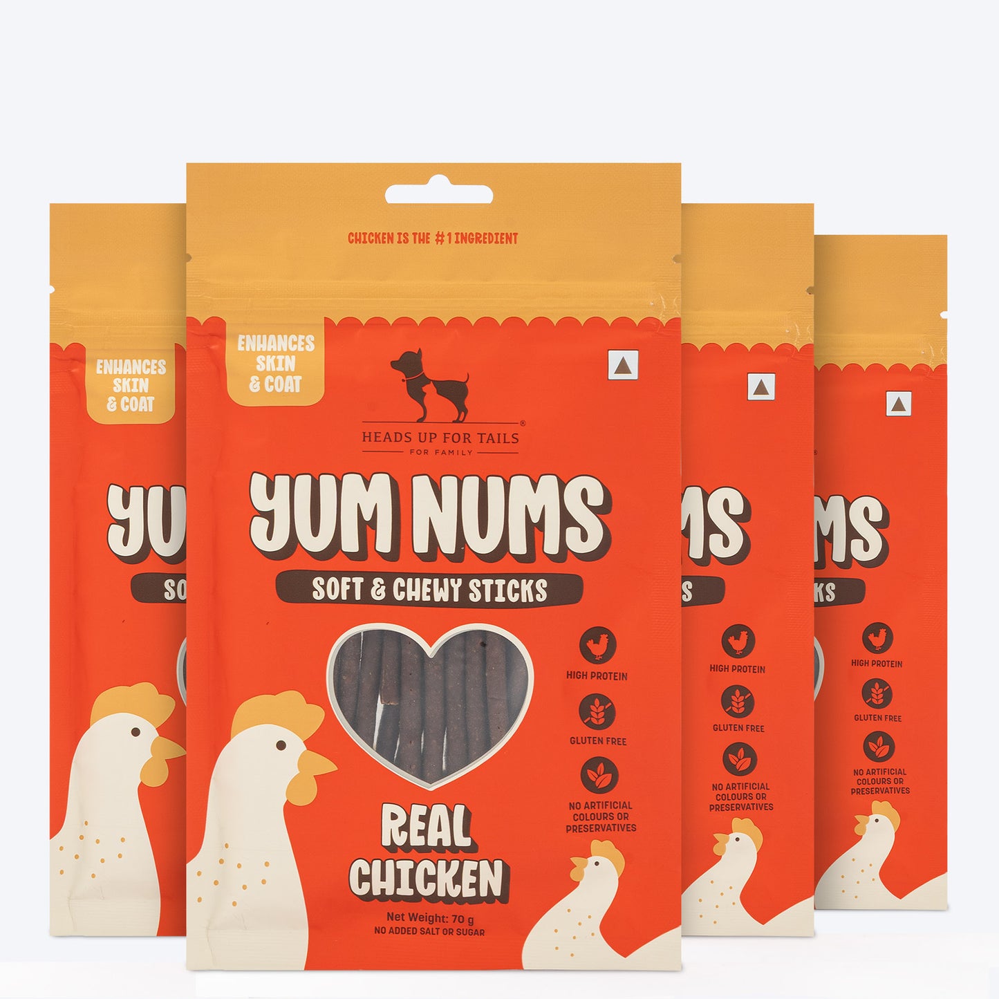 HUFT Yum Nums Soft & Chewy Sticks Real Chicken Treat For Dogs - Heads Up For Tails