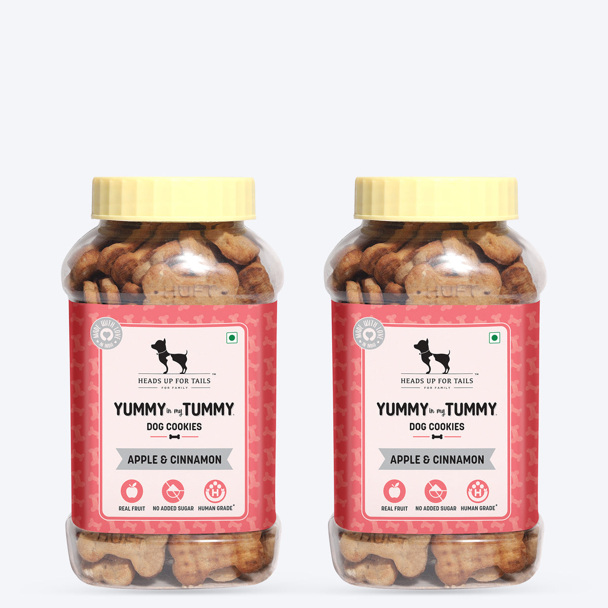 HUFT Yummy In My Tummy Apple & Cinnamon Vegetarian Dog Biscuits - 320 gm - Heads Up For Tails