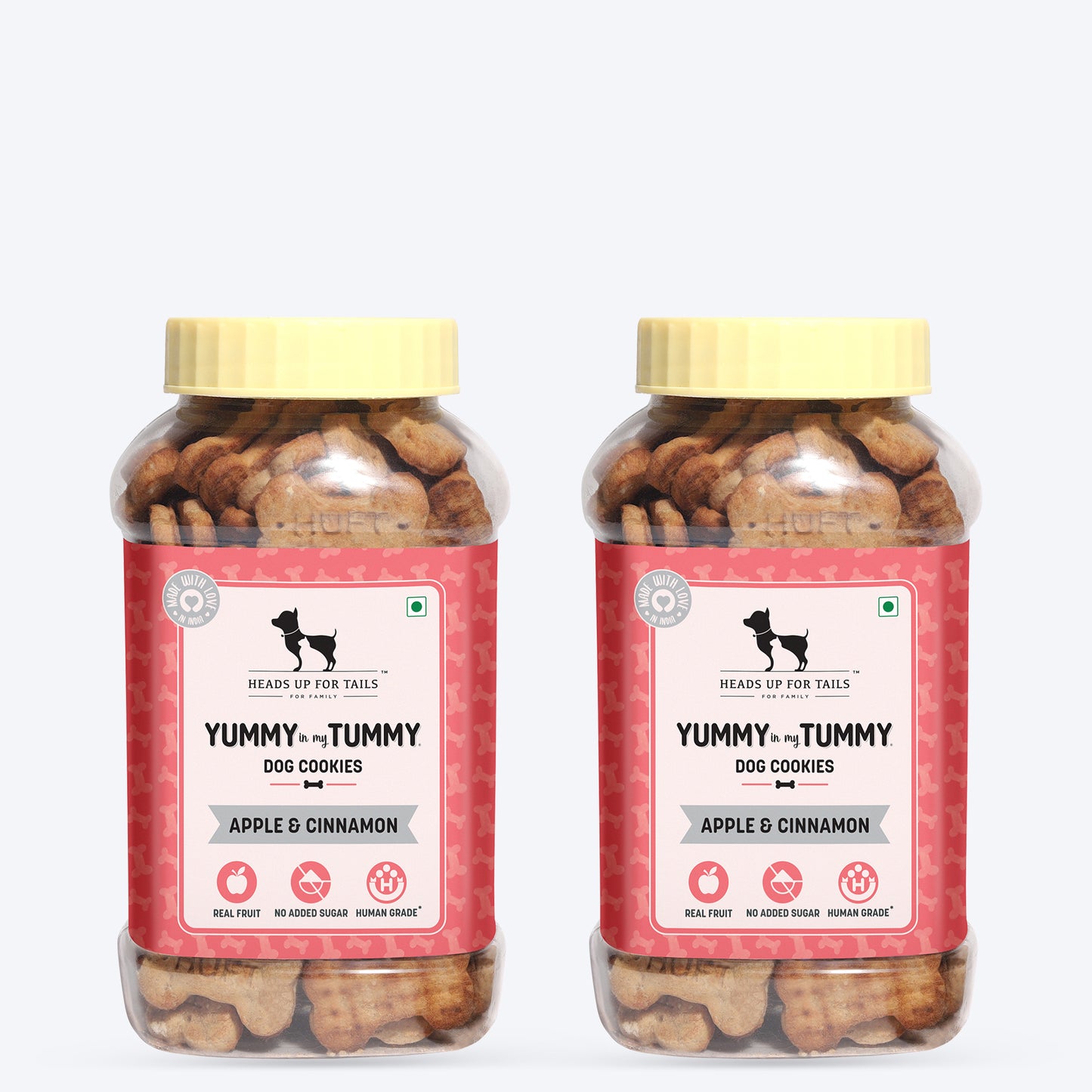 HUFT Yummy In My Tummy Apple & Cinnamon Vegetarian Dog Biscuits - 320 gm - Heads Up For Tails