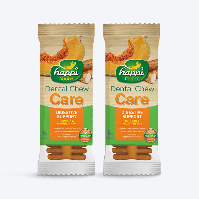 Happi Doggy Vegetarian Dental Chew (Digestive Support) - Pumpkin & Mountain Yam (Singles) - 25 g - Heads Up For Tails