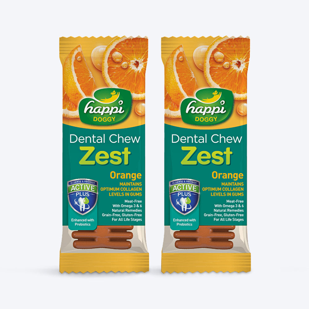 Happi Doggy Vegetarian Dental Chew - Zest - Orange (Singles) - 25 g - Heads Up For Tails