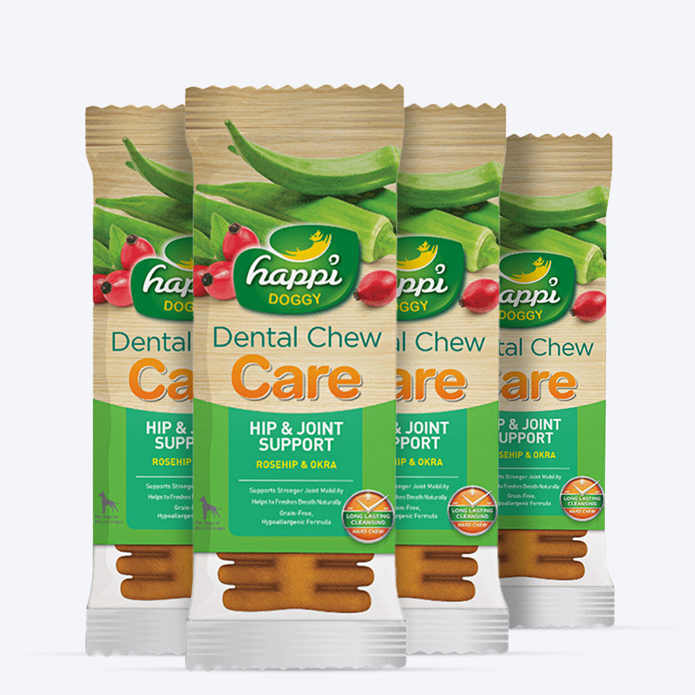 Happi Doggy Vegetarian Dental Chew - (Hip & Joint Support) Rosehip & Okra - Singles - 23 g - Heads Up For Tails