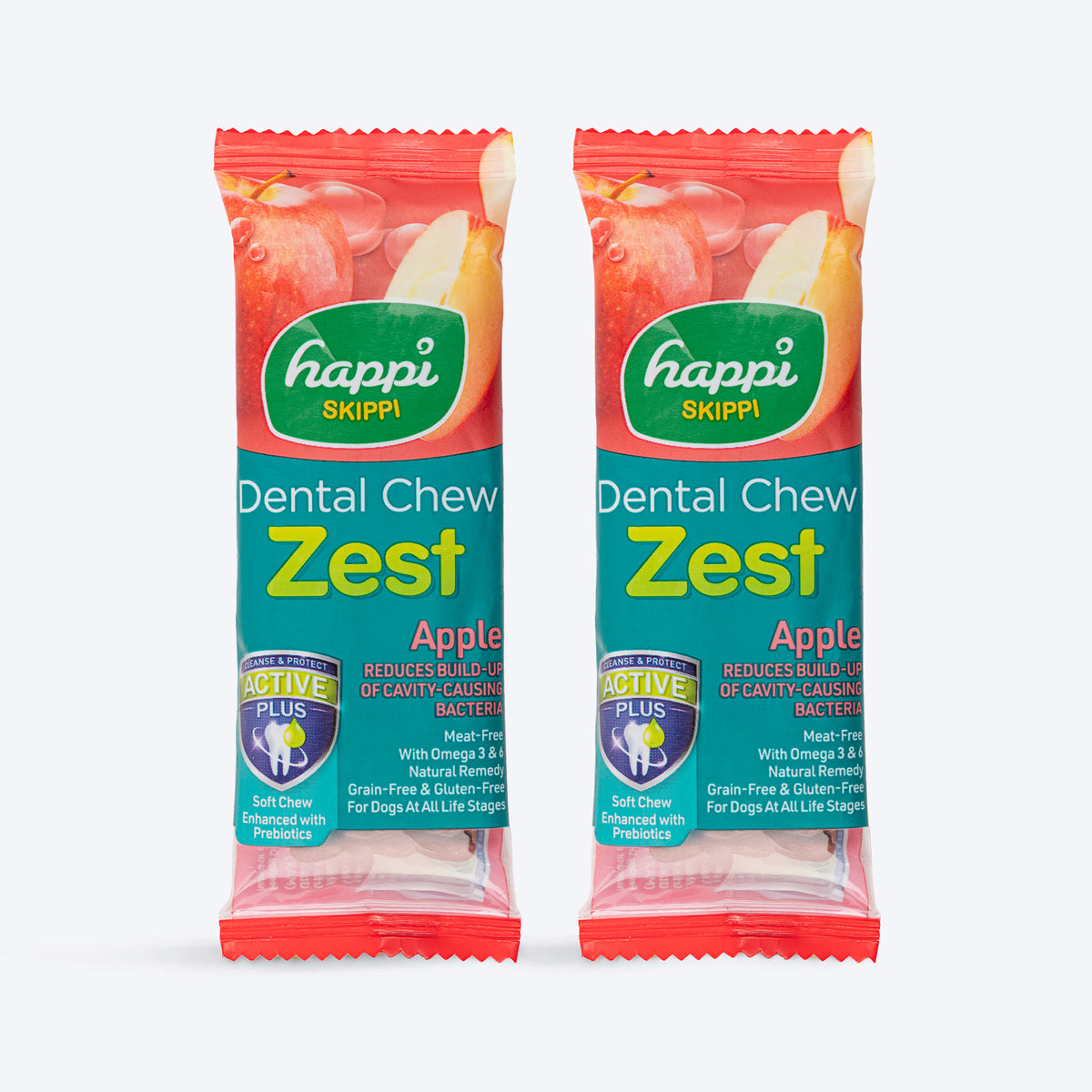 Happi Skippi Dental Chew Zest Apple Dog Treat - 4 inch - 25 gm - Heads Up For Tails