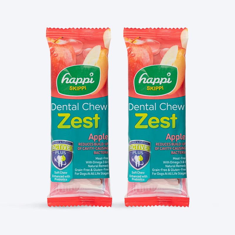 Happi Skippi Dental Chew Zest Apple Dog Treat - 4 inch - 25 gm - Heads Up For Tails