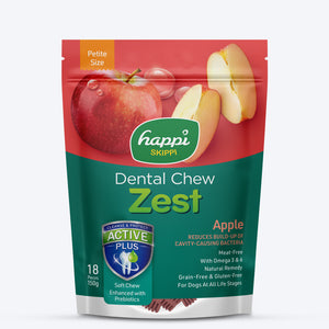 Happi Skippi Dental Chew Zest Apple Dog Treat - Petite 2.5 inch - 150 gm - Heads Up For Tails