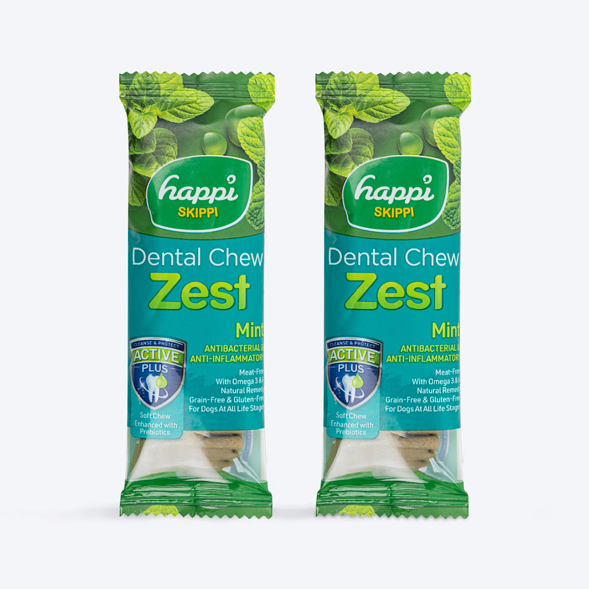 Happi Skippi Dental Chew Zest Mint Dog Treat - 4 inch - 25 gm - Heads Up For Tails