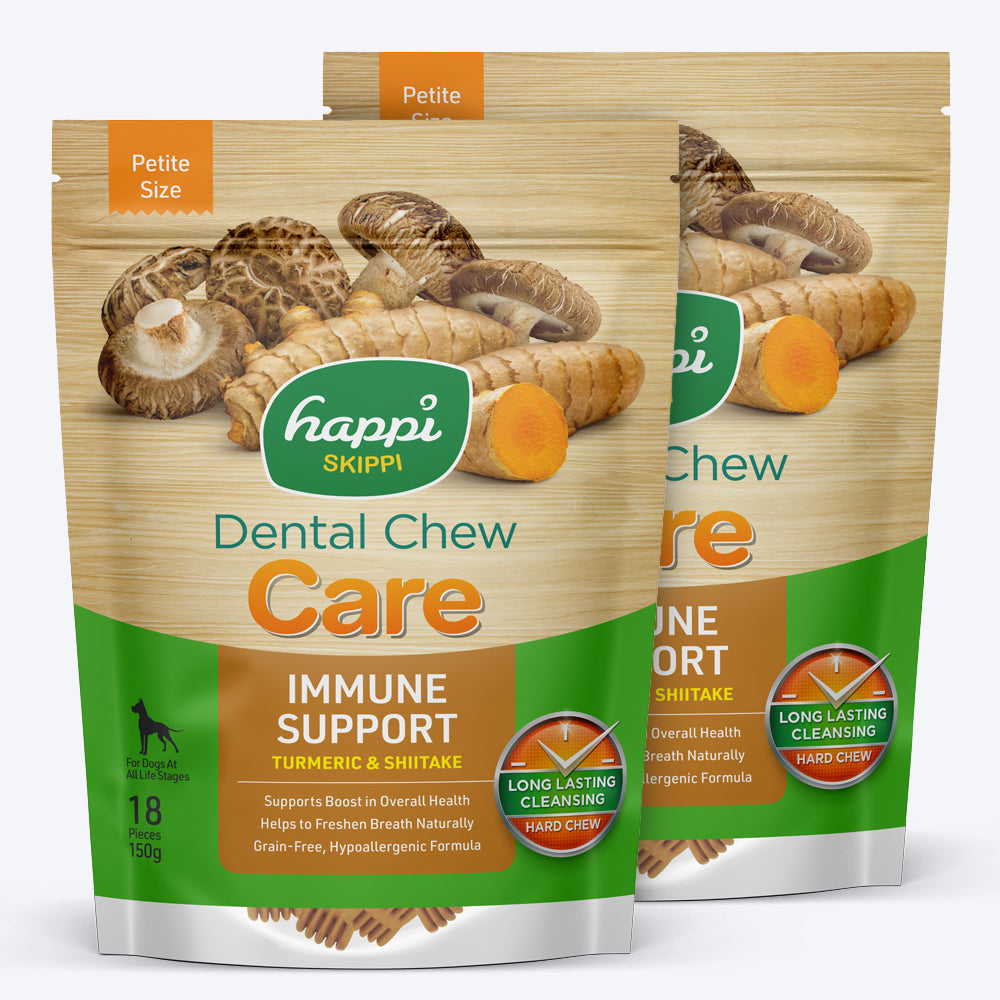 Happi Skippi Dental Chew Care (Immune Support) - Turmeric & Shiitake- Petite - 2.5 inch - 150g - 18 Pieces_02