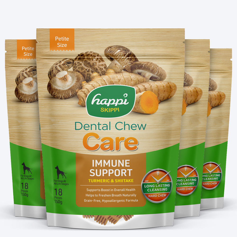 Happi Skippi Dental Chew Care (Immune Support) - Turmeric & Shiitake- Petite - 2.5 inch - 150g - 18 Pieces_03