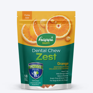Happi Skippi Vegetarian Dental Chew - Zest - Orange - Petite - 2.5 inch - 150 g - 18 Pieces_01