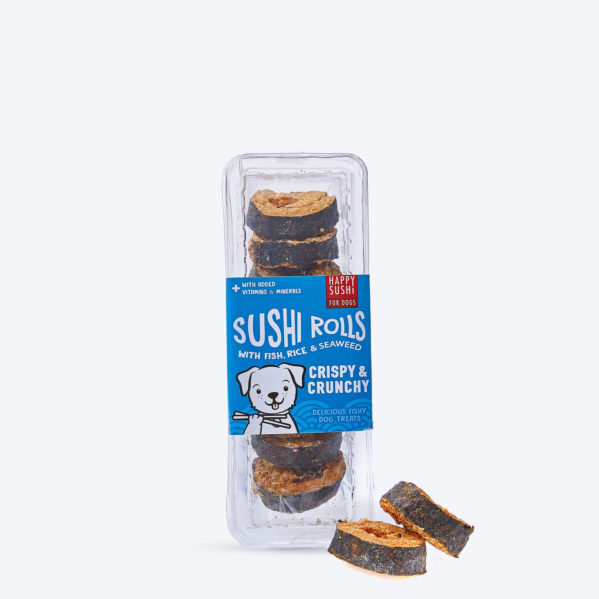 Happy Sushi Wraps With Fish & Rice Crispy & Chewy Treat For Dog - 132 gm - Heads Up For Tails