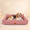 HUFT Cherry Houndstooth Lounger Bed For Dog - Maroon & Ivory - Heads Up For Tails