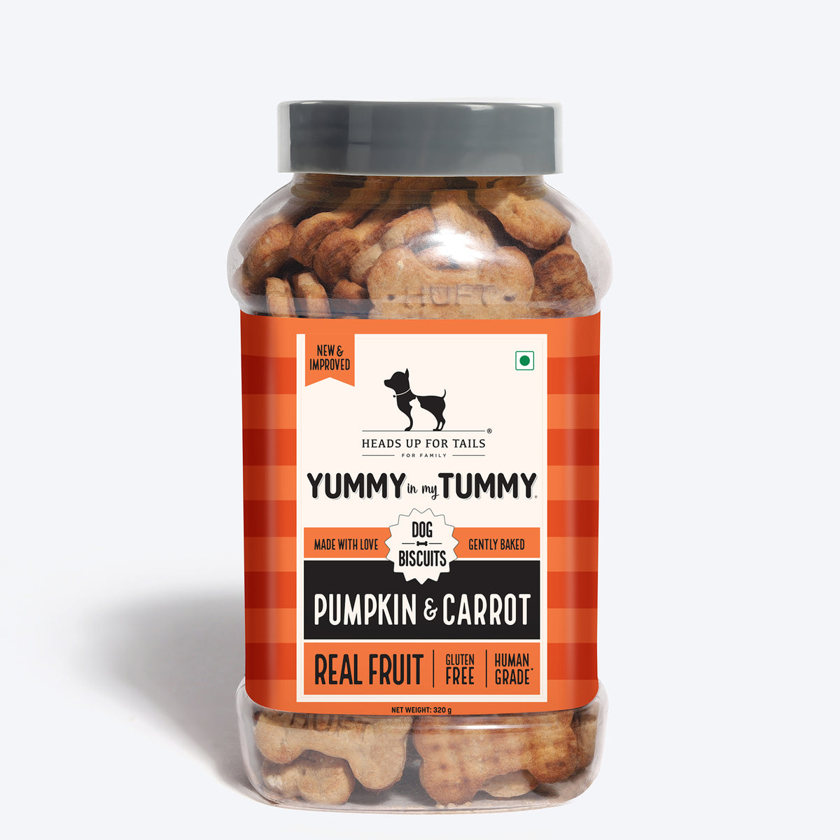 HUFT Yummy In My Tummy Pumpkin & Carrot Veggie Biscuits, Gluten-Free, Vegetarian, Human-Grade