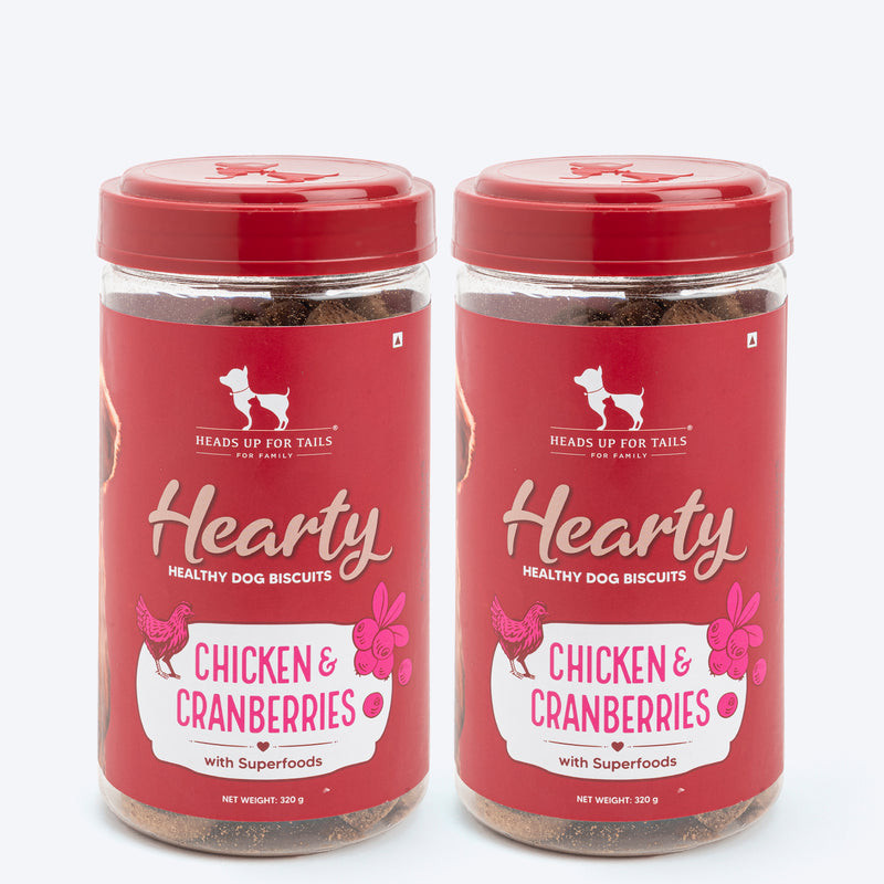 Hearty Dog Biscuits Chicken & Cranberries, 320 g | Grain-Free, Protein-Rich, Expertly Formulated Gluten-Free, Cold-Pressed - Heads Up For Tails