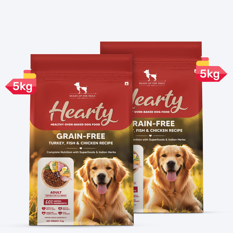 Hearty Turkey, Fish & Chicken Grain-Free Oven-Baked Dog Food, 2 kg, suitable for all breeds, by Heads Up for Tails.