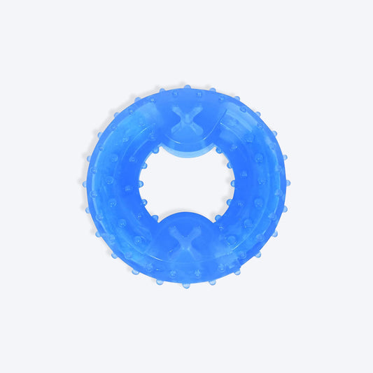 Holy Paws Cool Ring With Treat Dispenser Chilled Chew Toy For Dog - Blue - Heads Up For Tails