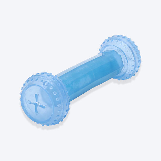 Holy Paws Cool Dumbbell With Treat Dispenser Chilled Chew Toy For Dog - Blue - Heads Up For Tails