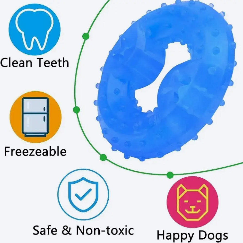 Holy Paws Cool Ring With Treat Dispenser Chilled Chew Toy For Dog - Blue - Heads Up For Tails