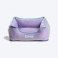 HUFT Personalised Classic Lounger Dog Bed (Free Bone Cushion) - Lilac with Turquoise Piping