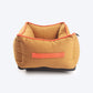 HUFT Personalised Classic Lounger Dog Bed (Free Bone Cushion) - Brown With Coral Piping