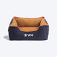 HUFT Personalised Classic Lounger Dog Bed (Free Bone Cushion) - Navy With Brown