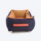 HUFT Personalised Classic Lounger Dog Bed (Free Bone Cushion) - Navy With Brown