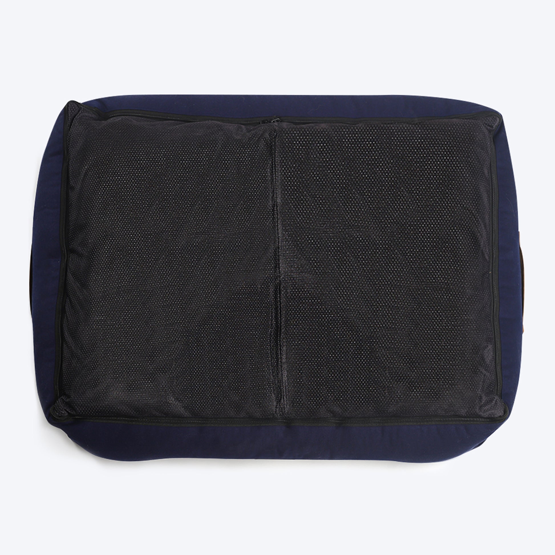 HUFT Classic Lounger Dog Bed - Navy & Brown - Heads Up For Tails