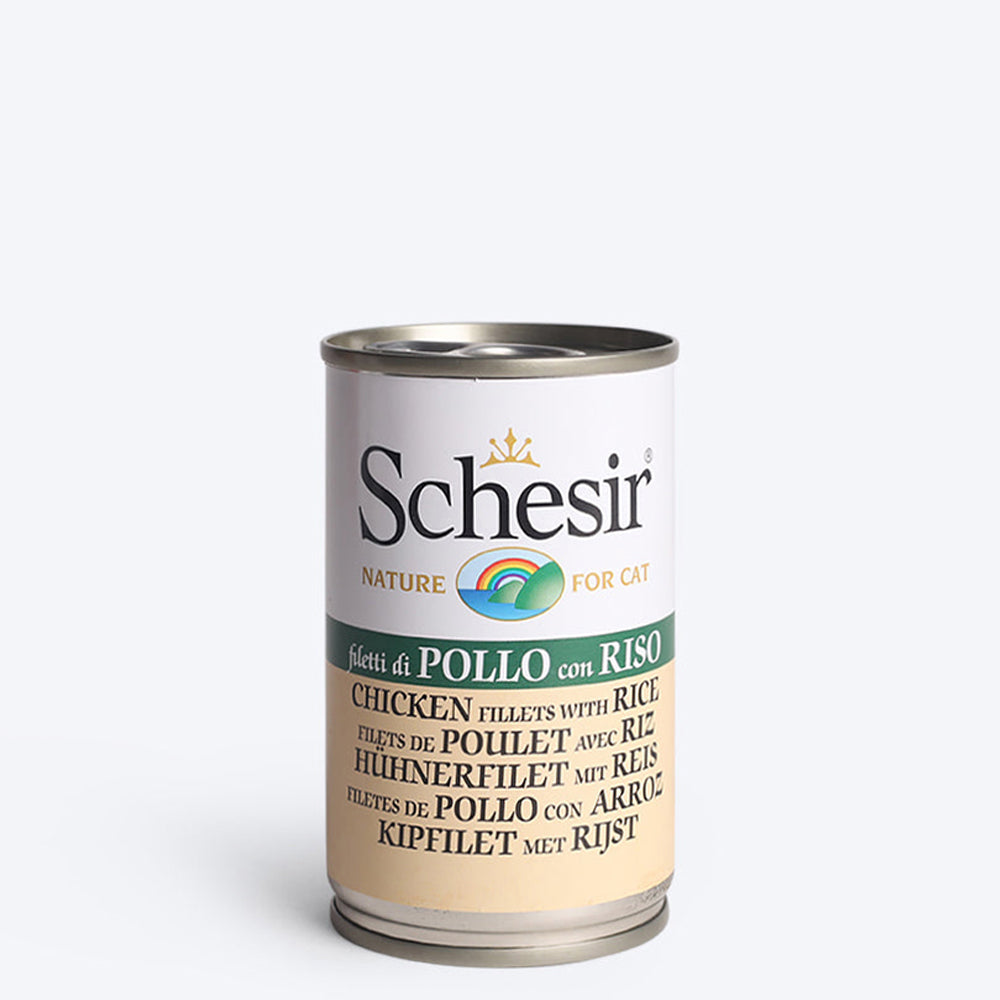 Schesir Chicken Fillets With Rice Canned Wet Cat Food - 140 g - Heads Up For Tails