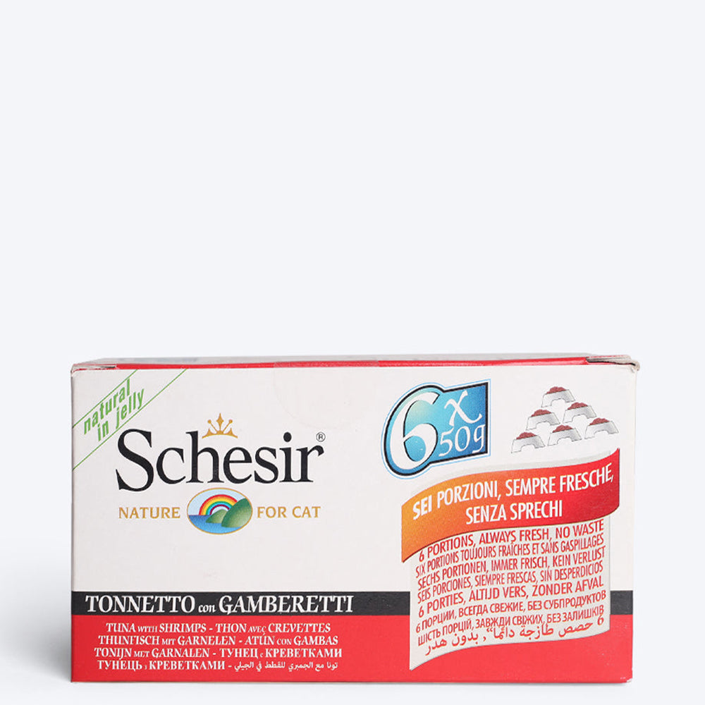 Schesir 52% Tuna with Shrimps Wet Cat Food- (6x50 g) - Heads Up For Tails