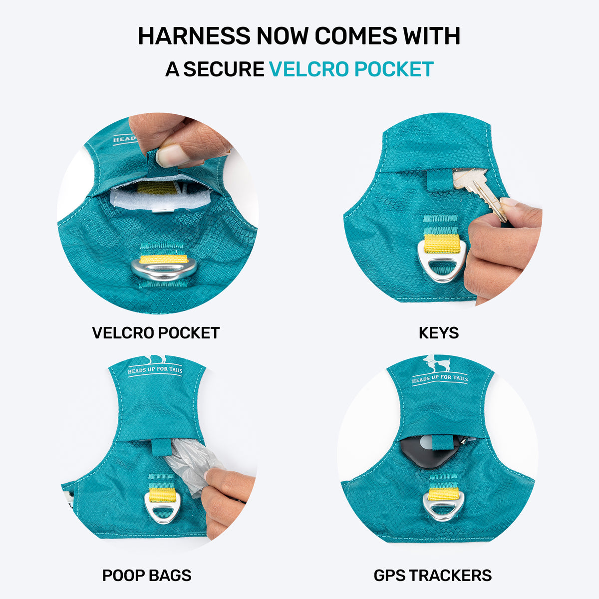 HUFT Walkmate Harness For Dog - Teal Green - Heads Up For Tails