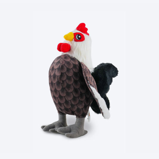 FOFOS Rooster Squeaky Plush Toy For Dog - Dark Brown - Heads Up For Tails