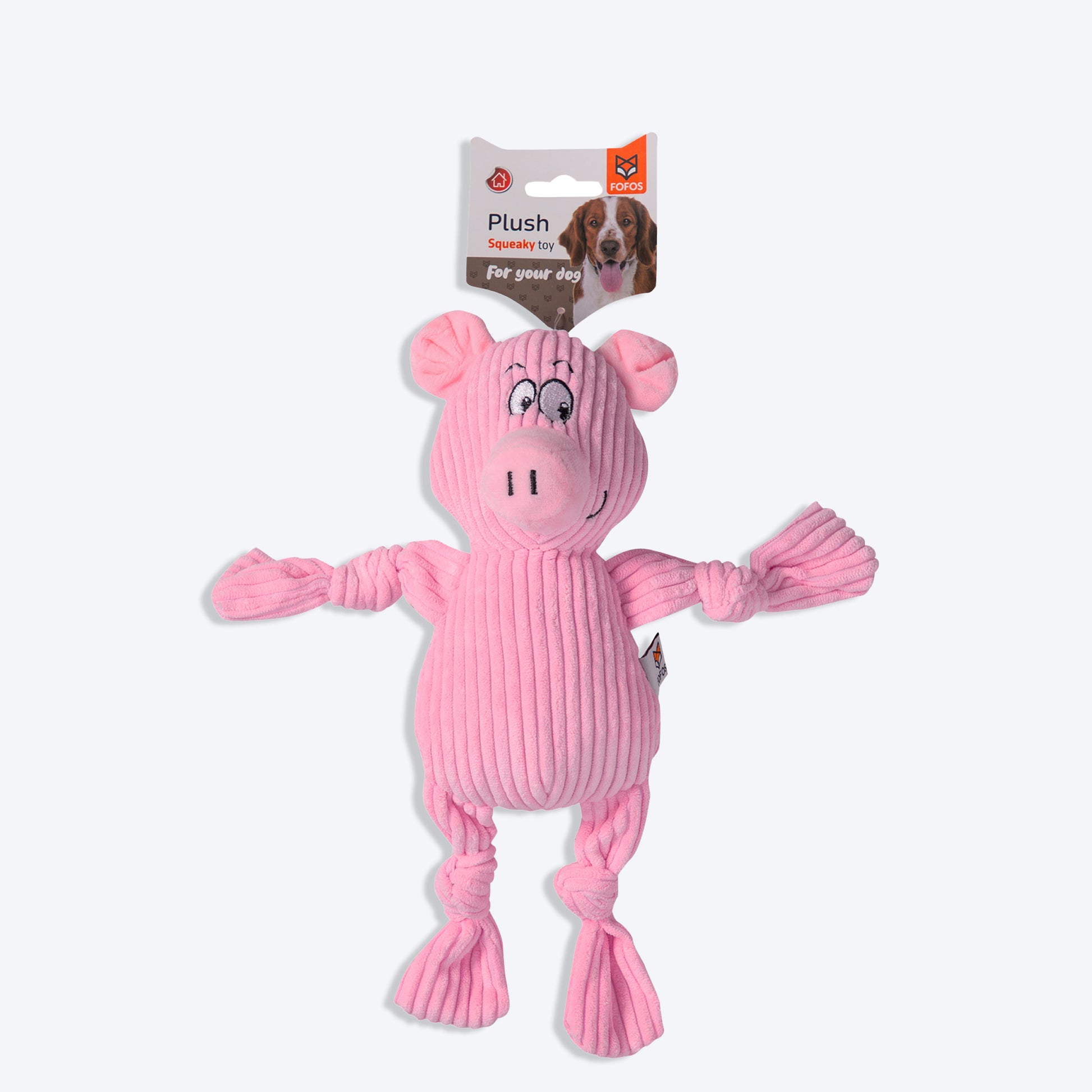 FOFOS Fluffy Pig Squeaky Plush Toy For Dog - Pink - Heads Up For Tails